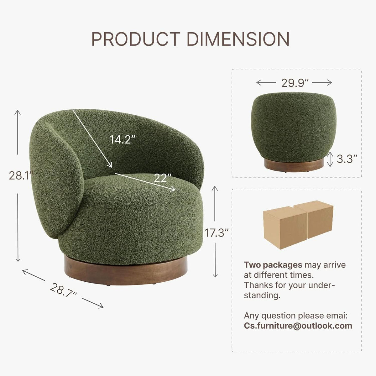 Moss Green Upholstered Swivel Accent Chair 360 Degree