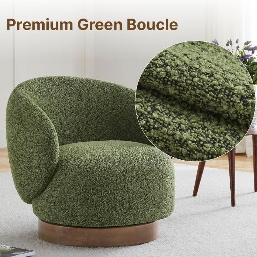 Moss Green Upholstered Swivel Accent Chair 360 Degree