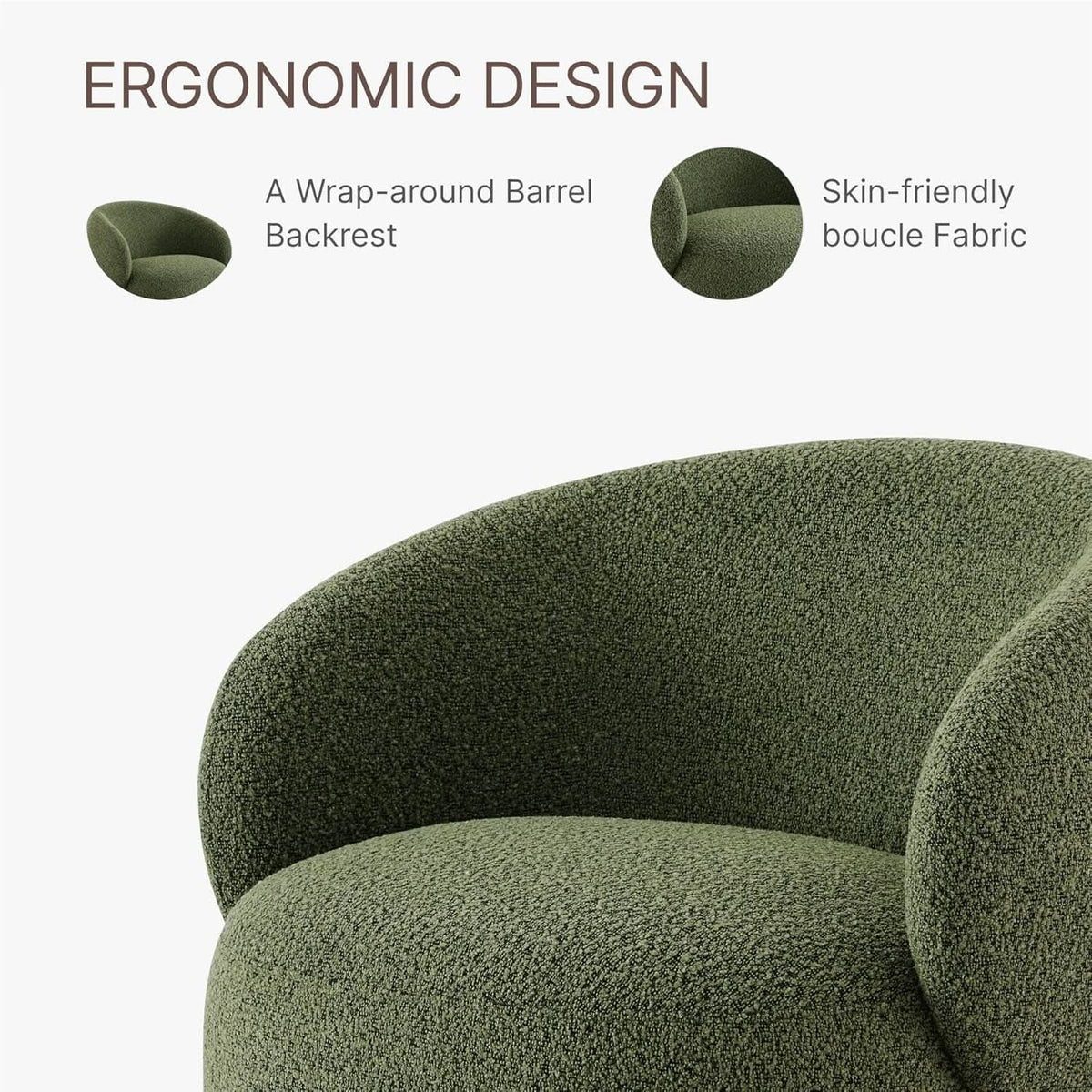 Moss Green Upholstered Swivel Accent Chair 360 Degree