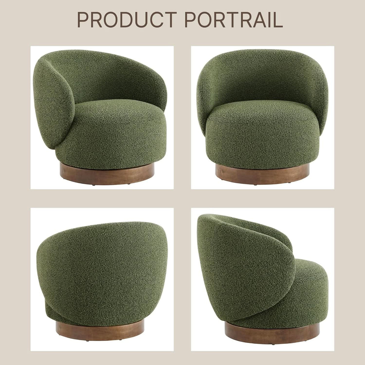 Moss Green Upholstered Swivel Accent Chair 360 Degree