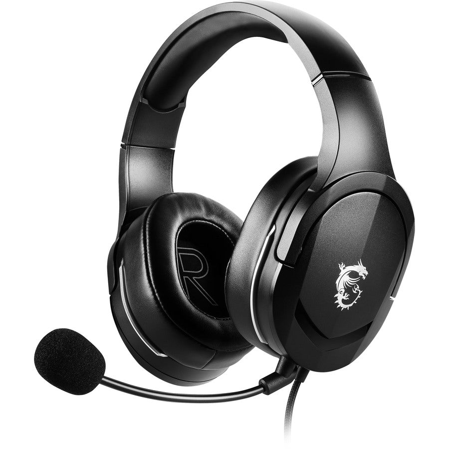 Msi Immerse Gh20 Gaming Headset '3.5Mm Inline With Audio Splitter Accessory, Black, 40Mm Drivers, Unidirectional Mic, Pc & Cross-Platform Compatibility'