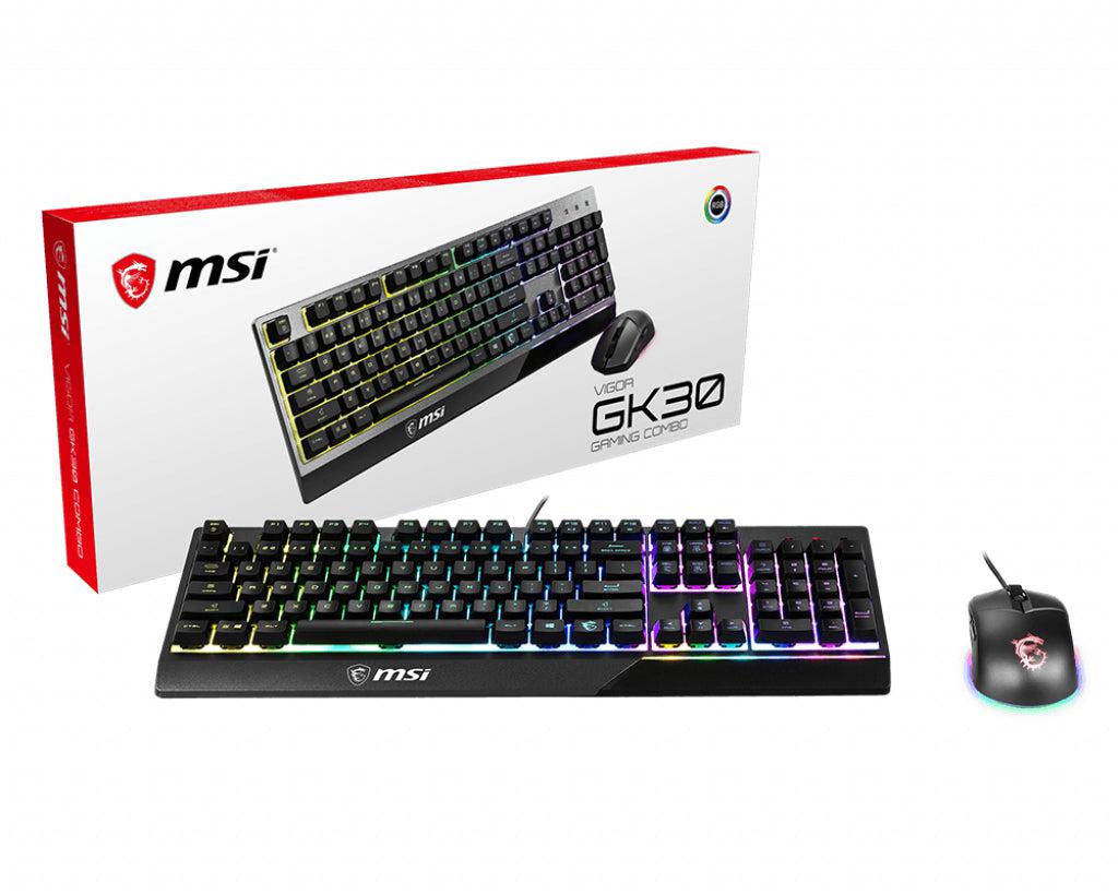 Msi Vigor Gk30 Combo Rgb Memchanical Gaming Keyboard + Clutch Gm11 Gaming Mouse ' Uk Layout, 6-Zone Rgb Lighting Keyboard, Dual-Zone Rgb Lighting Mouse, 5000 Dpi Optical Sensor, Rgb Mystic Light'