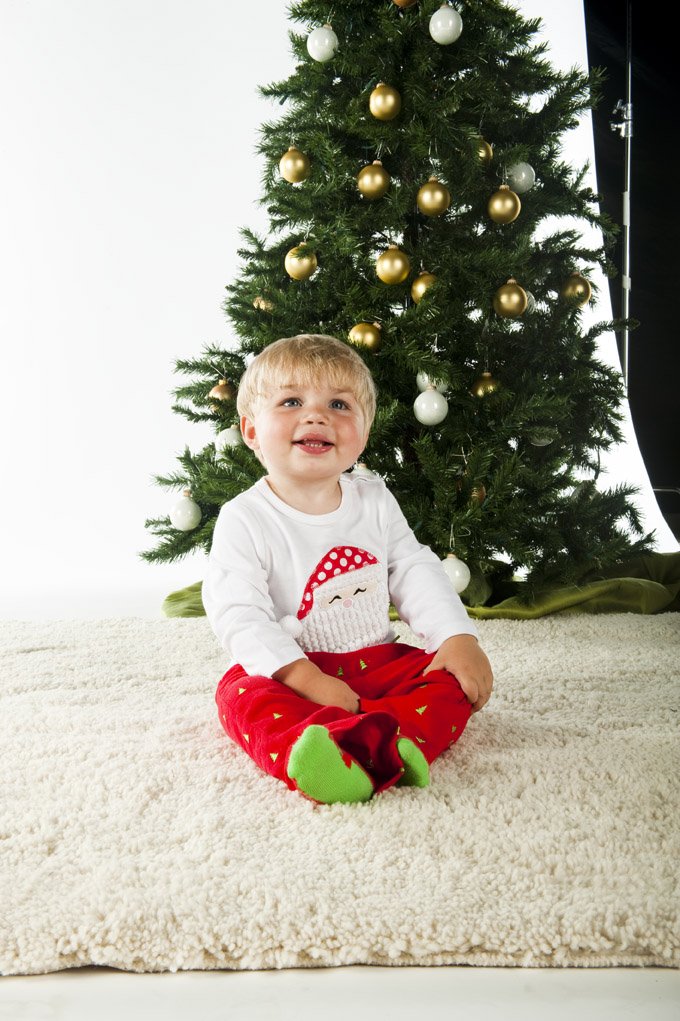 Mud Pie Santa Baby Santa Tee And Tree Corduroys, White/Red/Green, 0-6 Months