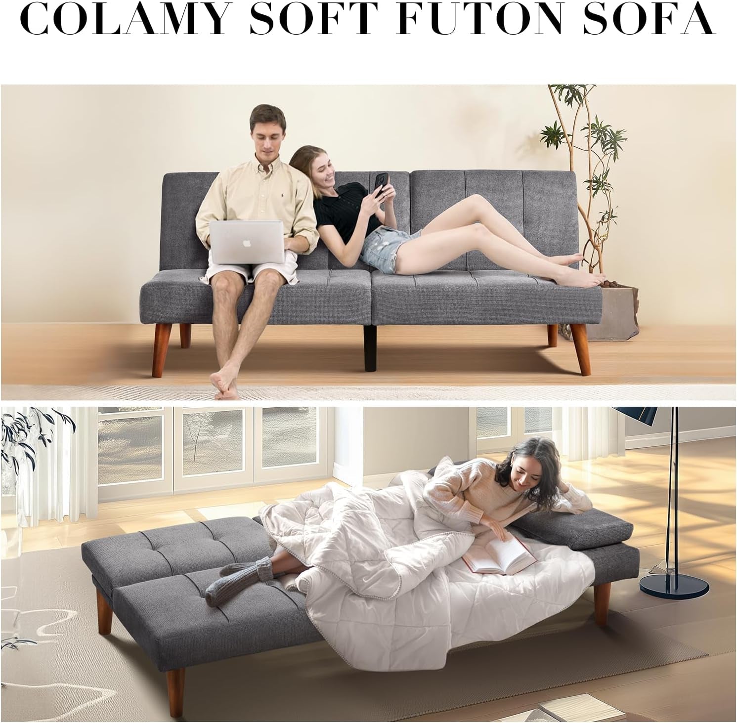 Multi-Functional Convertible Sofa Bed with Adjustable Backrest