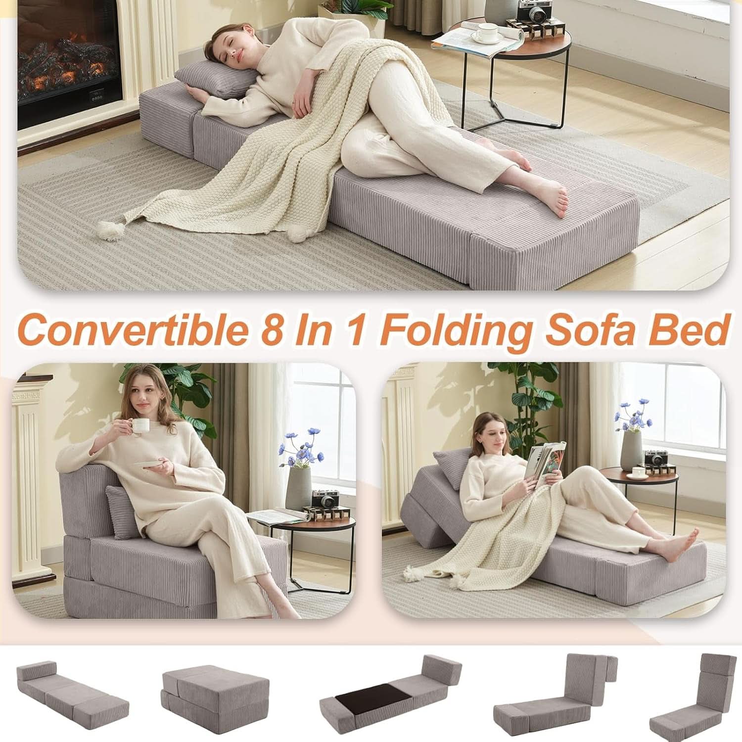 Multifunctional Folding Sofa Bed With Adjustable Backrest