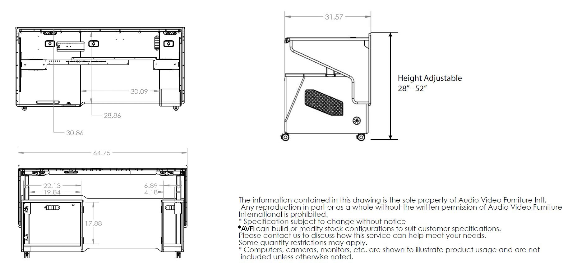 Multimedia Standing Desk (ADA Compliant) DSL38
