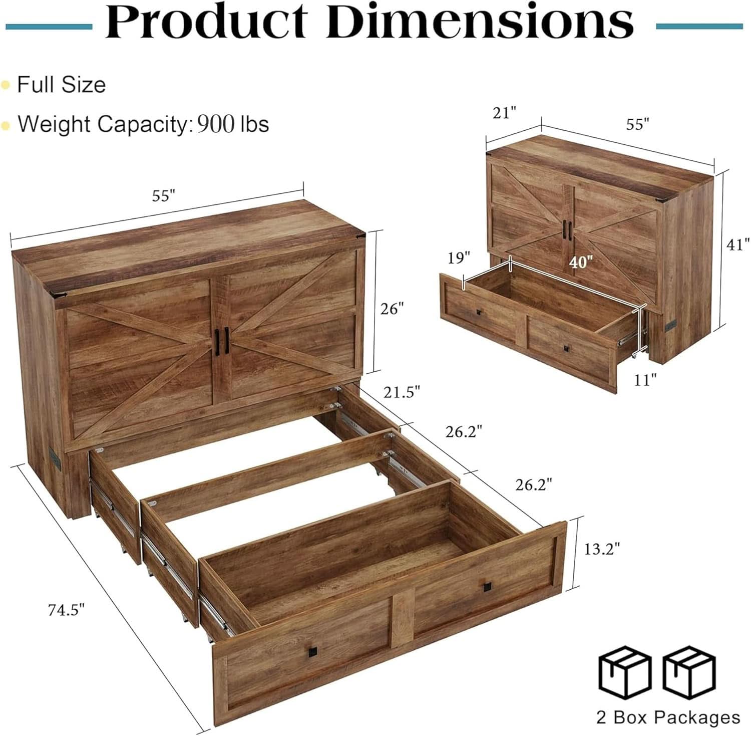 Murphy Bed Barnwood Queen Size Fits Small Spaces In Cabinet