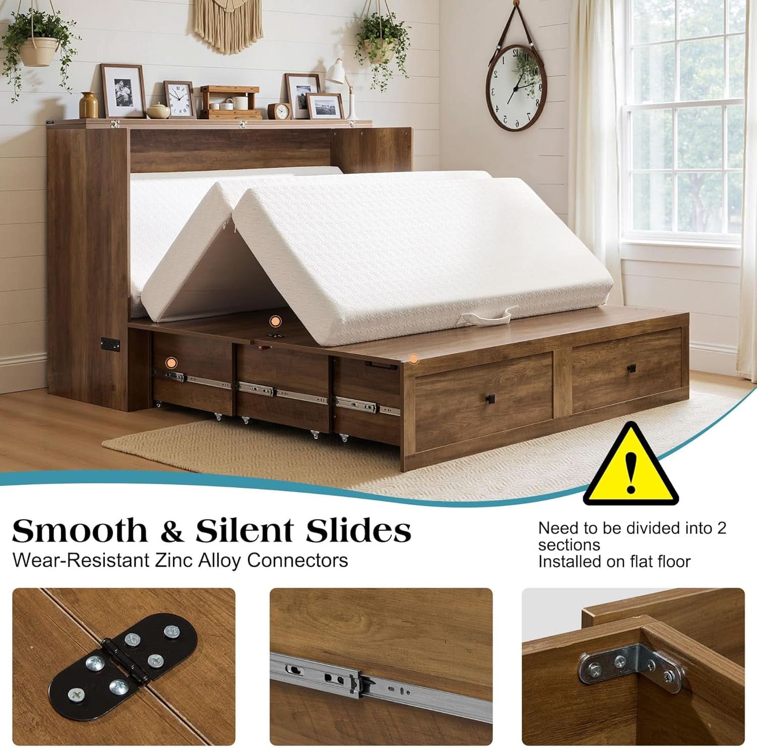Murphy Bed Barnwood Queen Size Fits Small Spaces In Cabinet