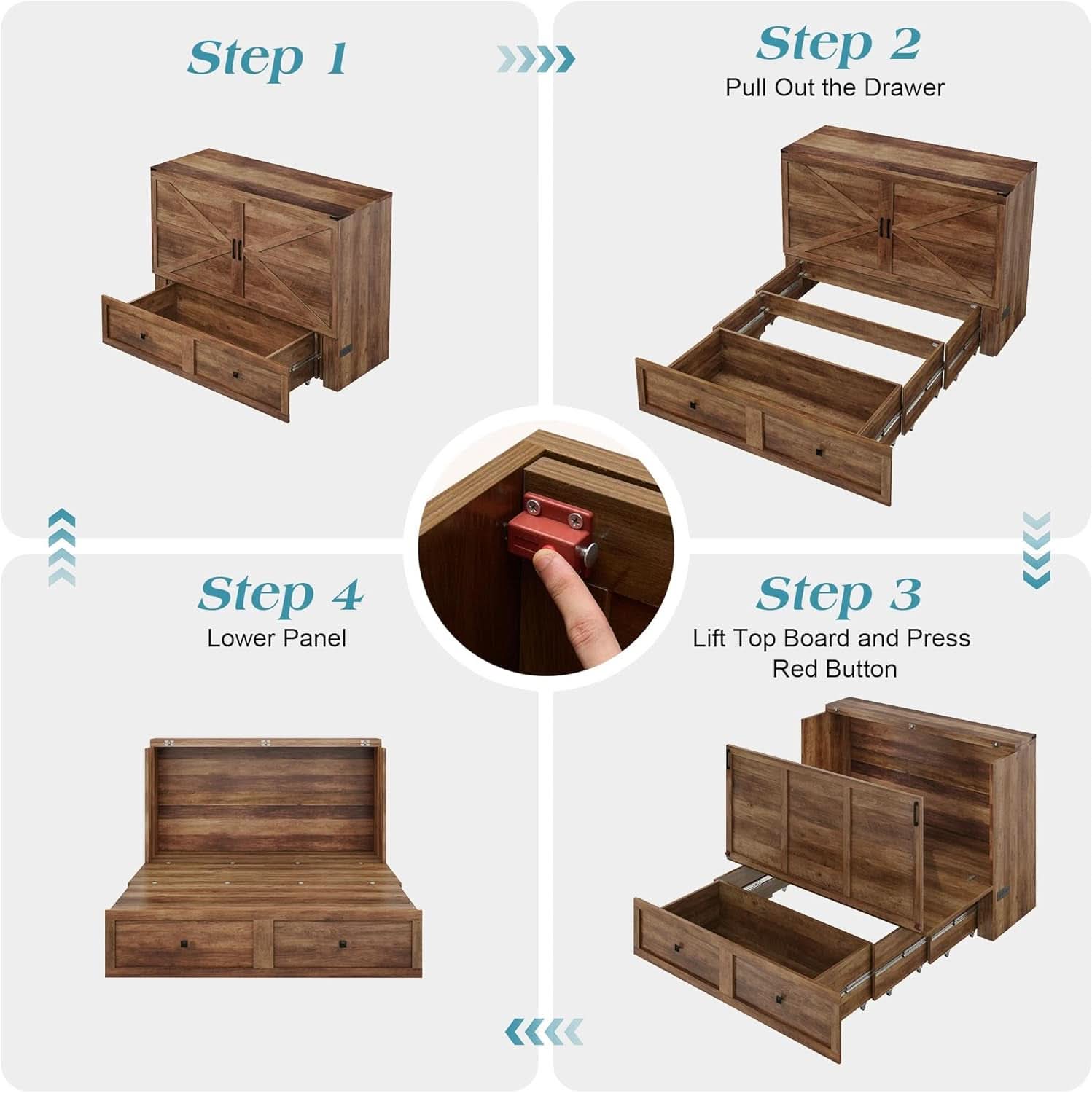 Murphy Bed Barnwood Queen Size Fits Small Spaces In Cabinet