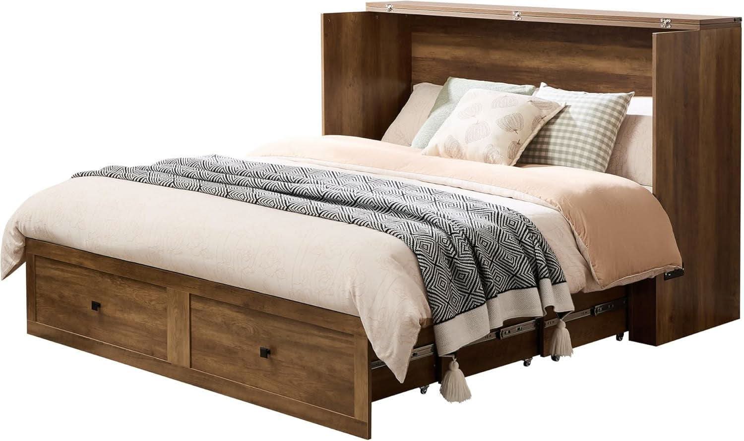 Murphy Bed Barnwood Queen Size Fits Small Spaces In Cabinet