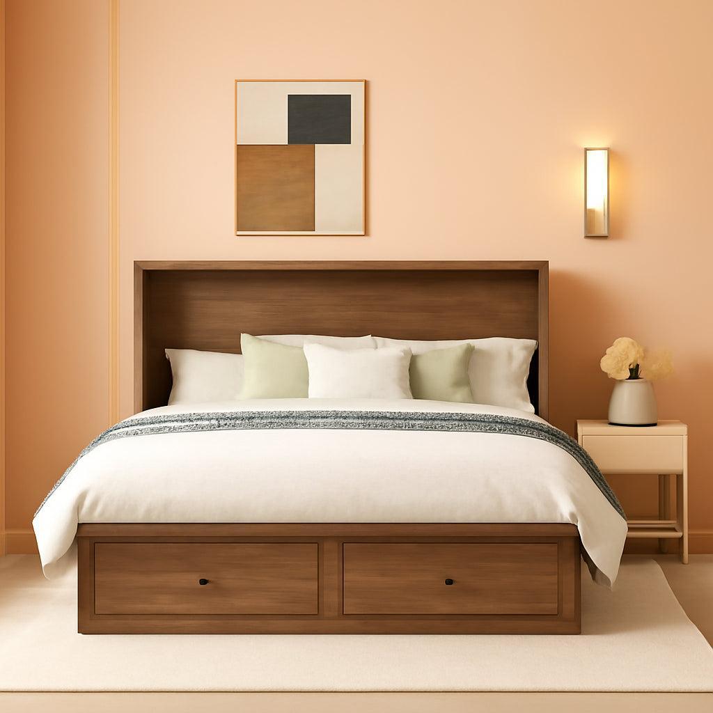 Murphy Bed Cabinet With Charging Station Folds To Queen Bed