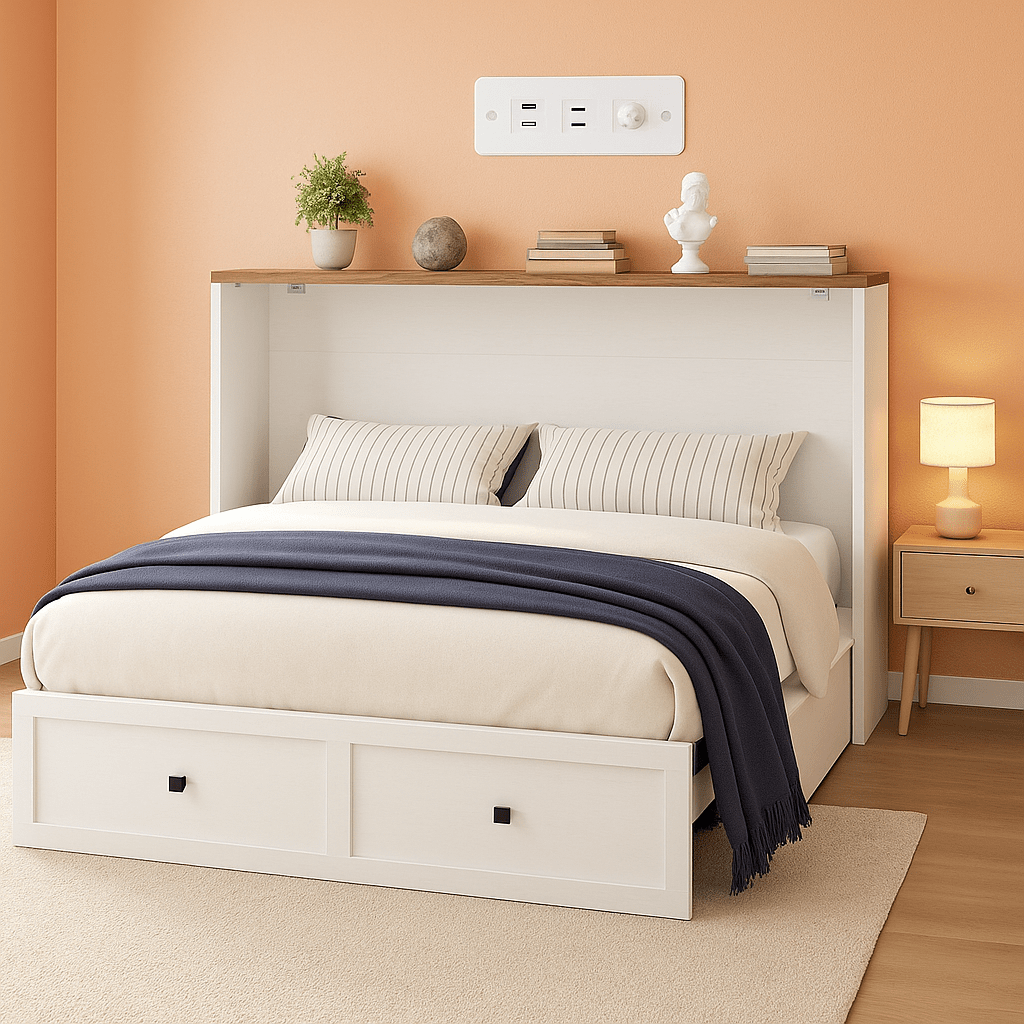 Murphy Bed Cabinet With Charging Station Queen Size