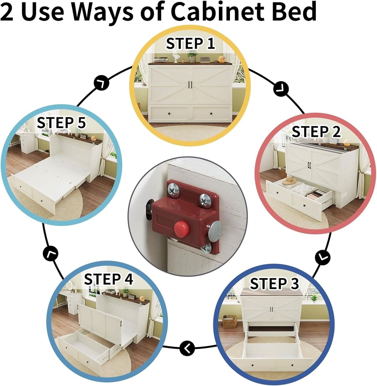 Murphy Bed Cabinet With Charging Station Queen Size