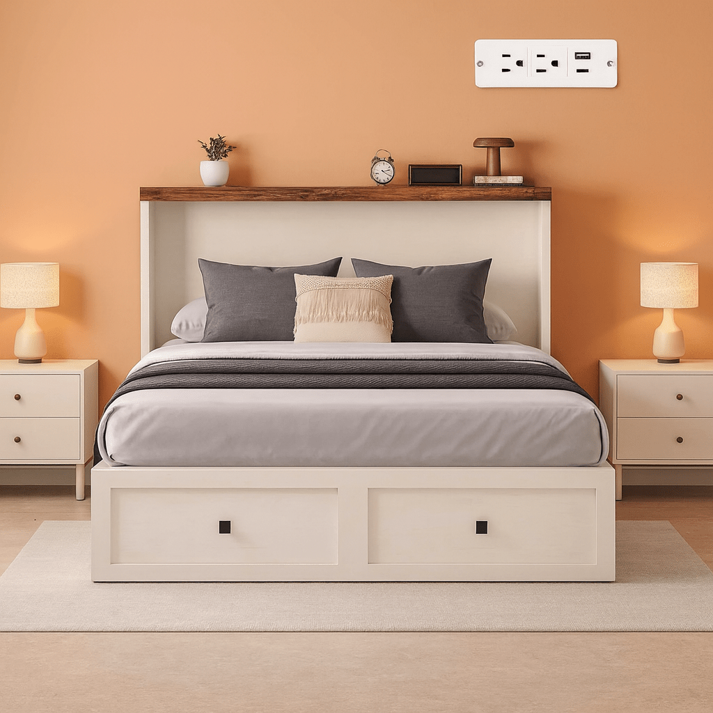 Murphy Bed Cabinet With Charging Station Queen Size