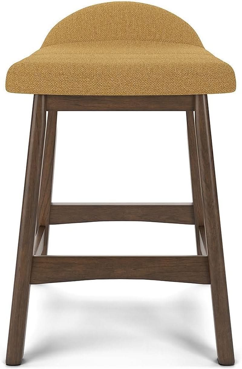 Mustard Brown Upholstered Counter Height Bar Stool Set Of 2