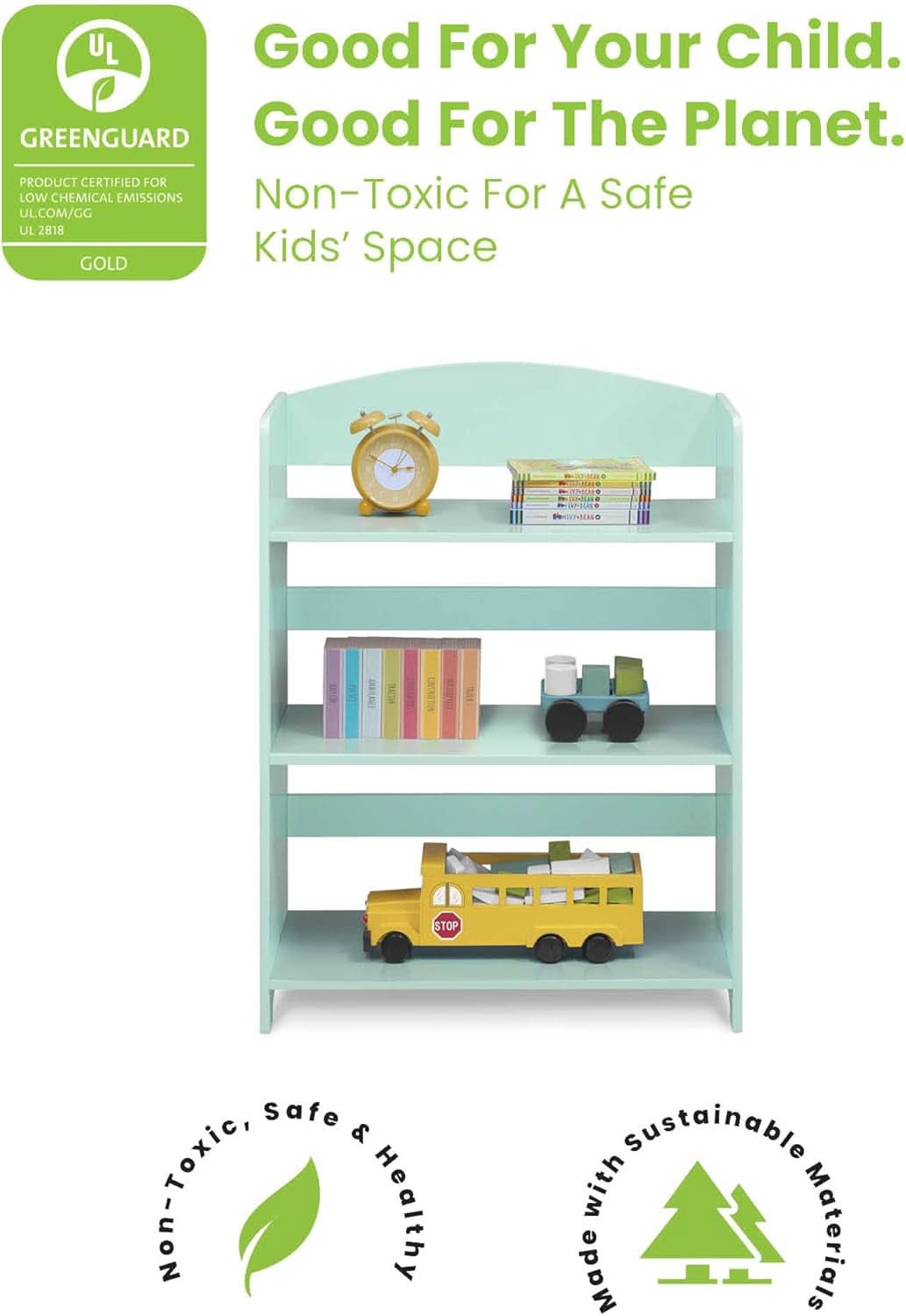 Mysize Bookshelf Mint Greenguard Gold Certified Kids Bookcase