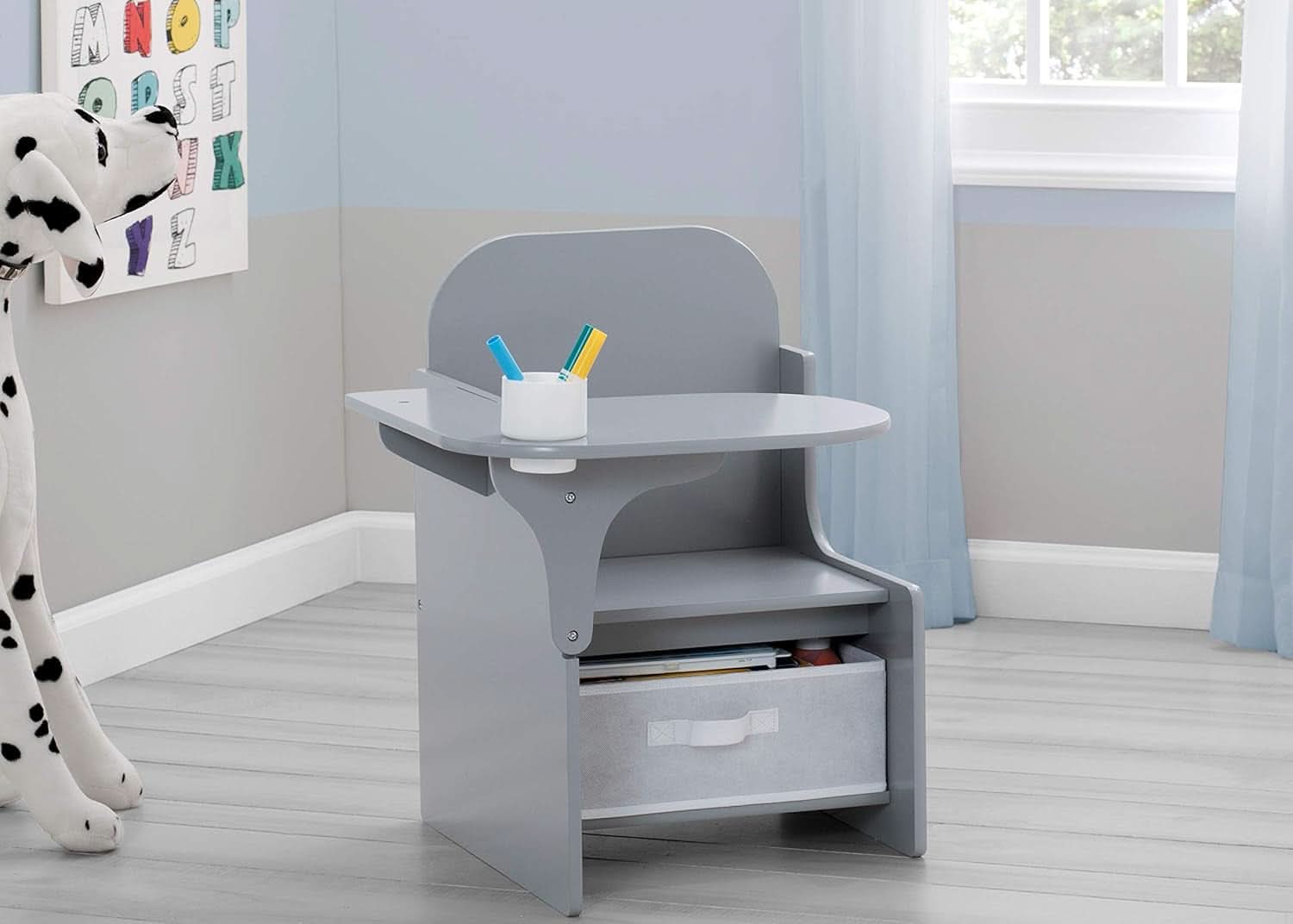 Mysize Chair Desk With Removable Cup Holder Grey Bin