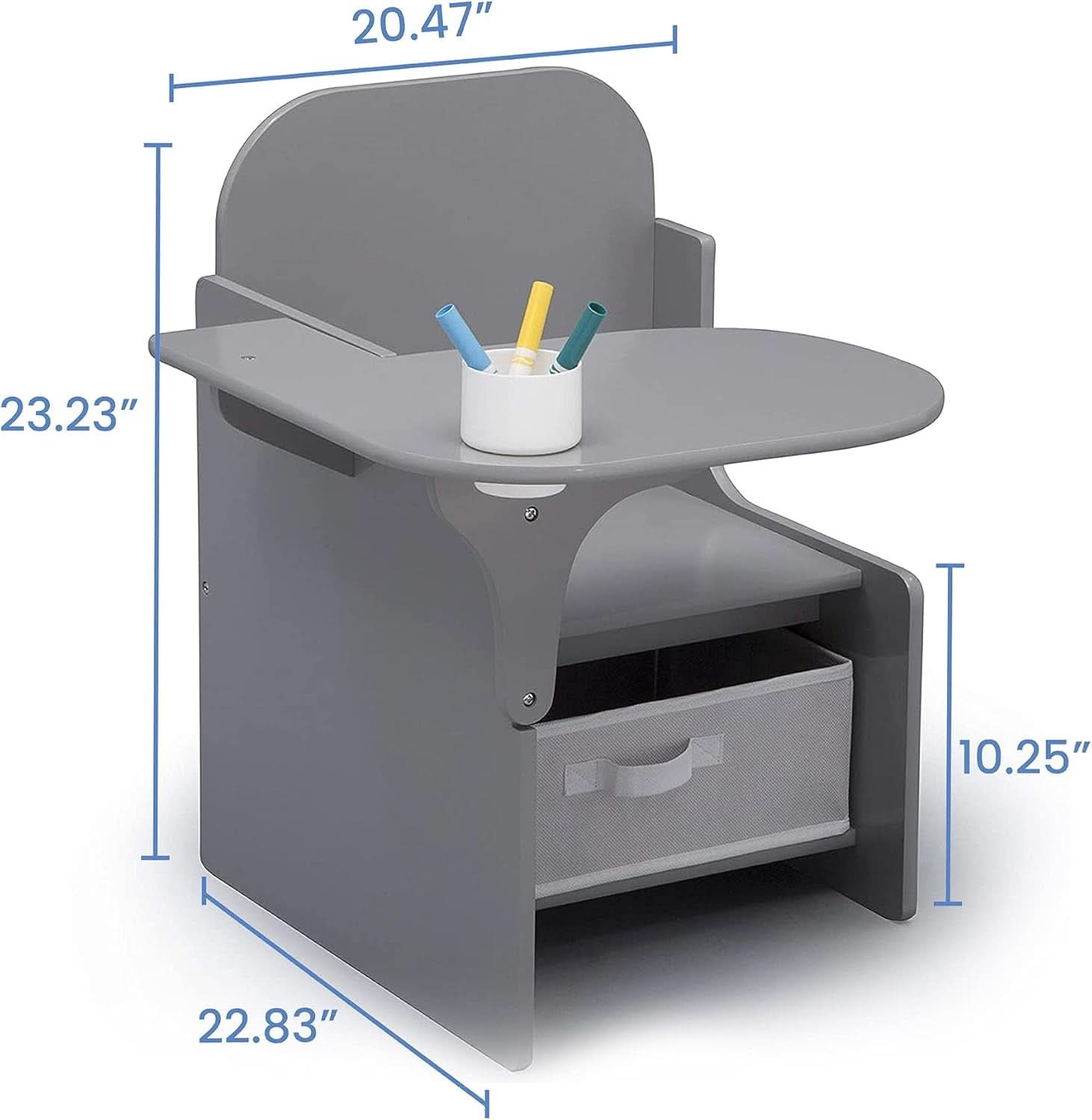 Mysize Chair Desk With Removable Cup Holder Grey Bin