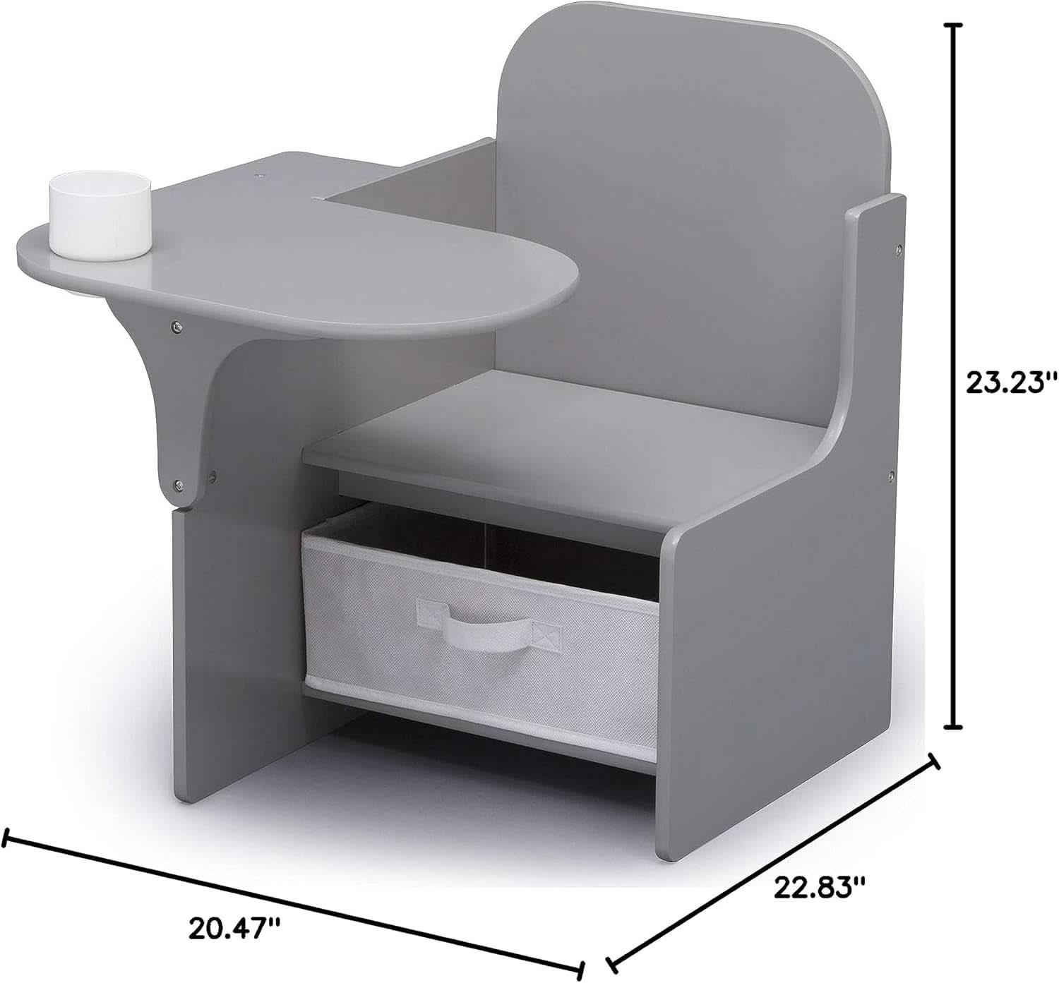 Mysize Chair Desk With Removable Cup Holder Grey Bin