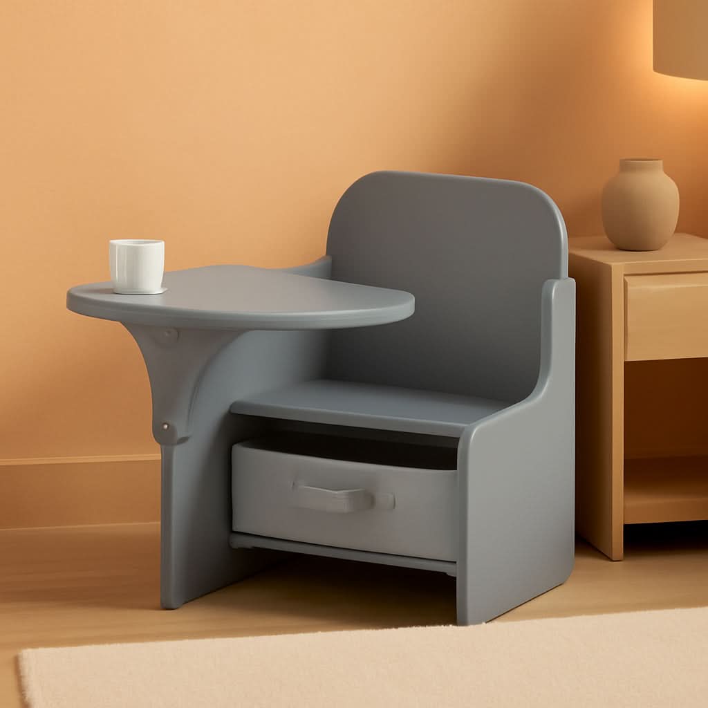 Mysize Chair Desk With Removable Cup Holder Grey Bin