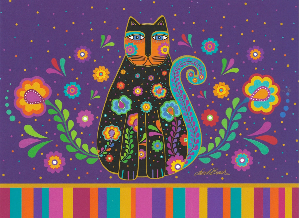 Mystic Cat Garden Greeting Card - Blank Card