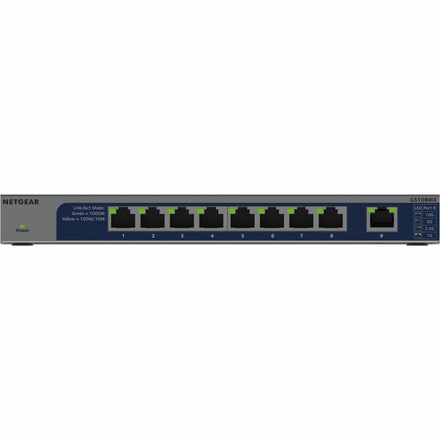 NETGEAR GS108MX 8-Port Gigabit Switch with 10G Multi-Gig Uplink for Small Offices