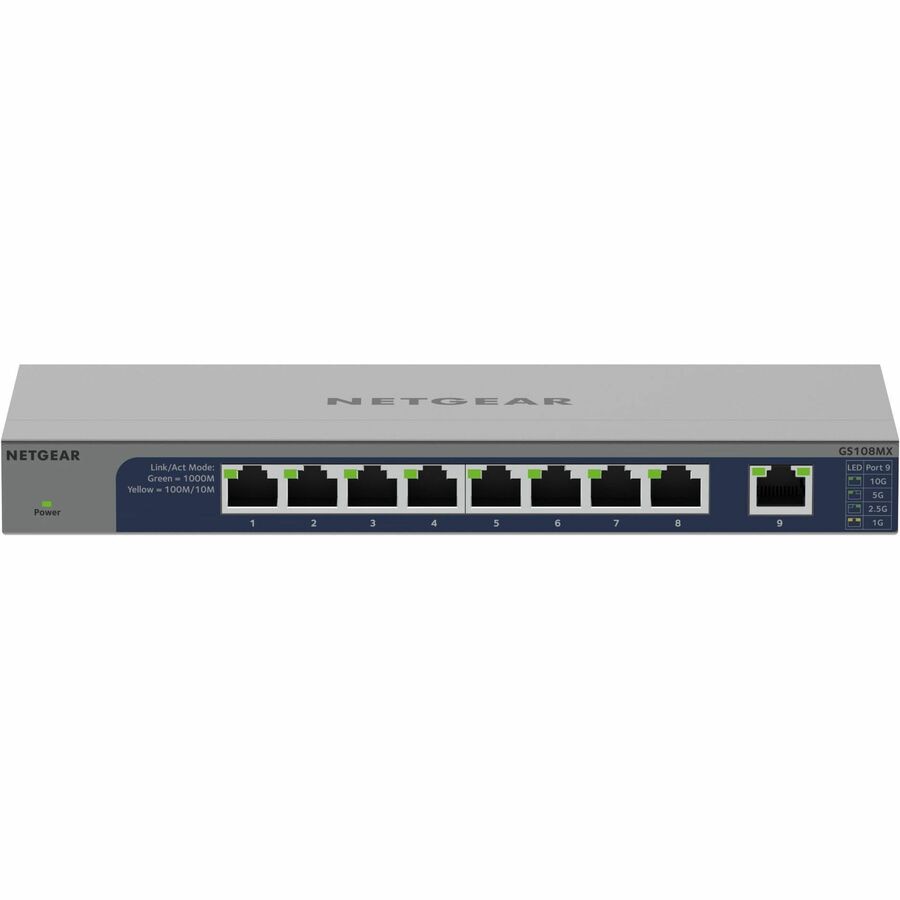NETGEAR GS108MX 8-Port Gigabit Switch with 10G Multi-Gig Uplink for Small Offices