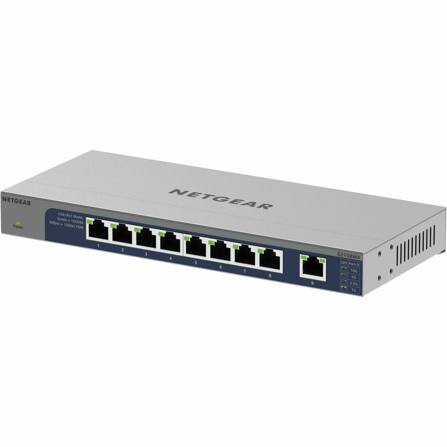 NETGEAR GS108MX 8-Port Gigabit Switch with 10G Multi-Gig Uplink for Small Offices