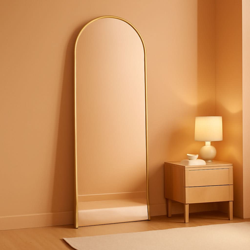 Nanoglass Arch Full Length Standing Mirror 71x26 In Gold