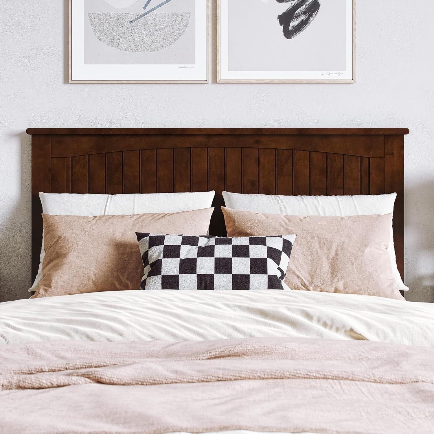 Nantucket Solid Wood Headboard With Charger Walnut Finish