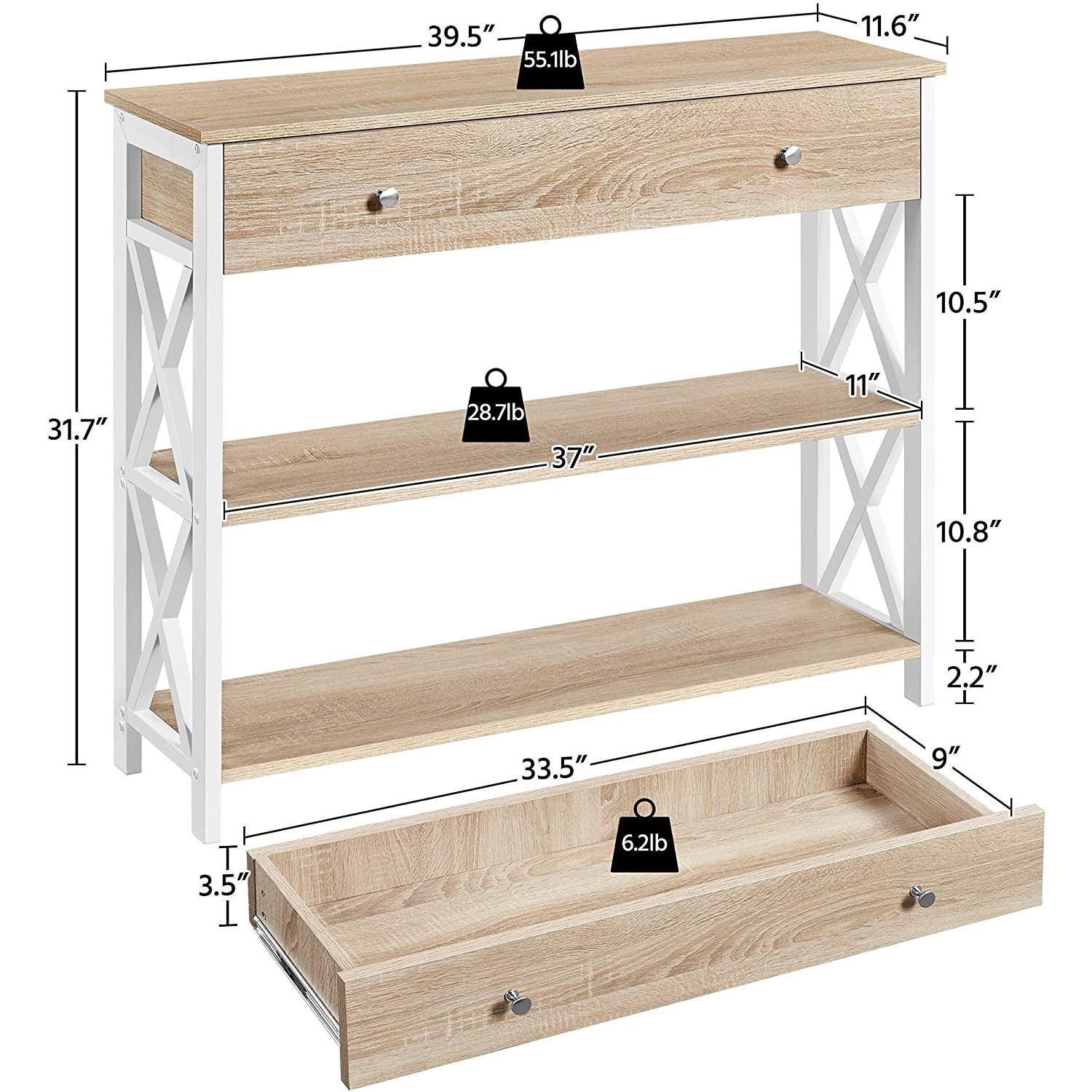 Narrow Console Table With Drawer And Shelves 39 Inch