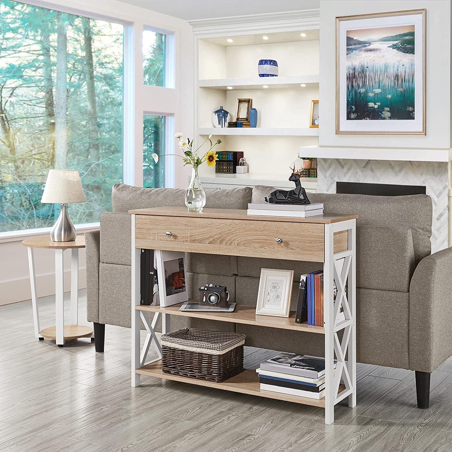 Narrow Console Table With Drawer And Shelves 39 Inch
