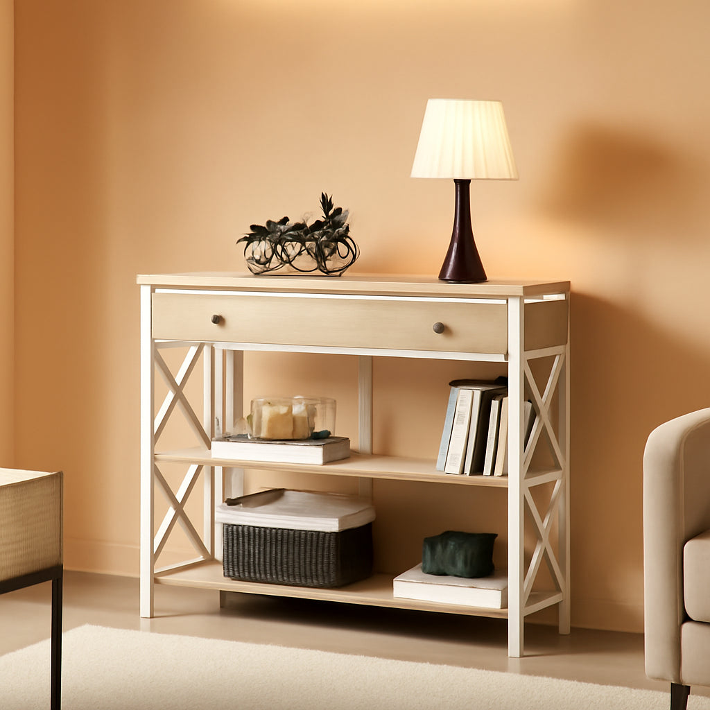 Narrow Console Table With Drawer And Shelves 39 Inch