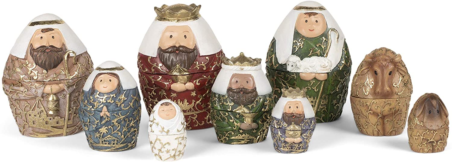 Nativity Set-9 Piece Nesting Gold Finish