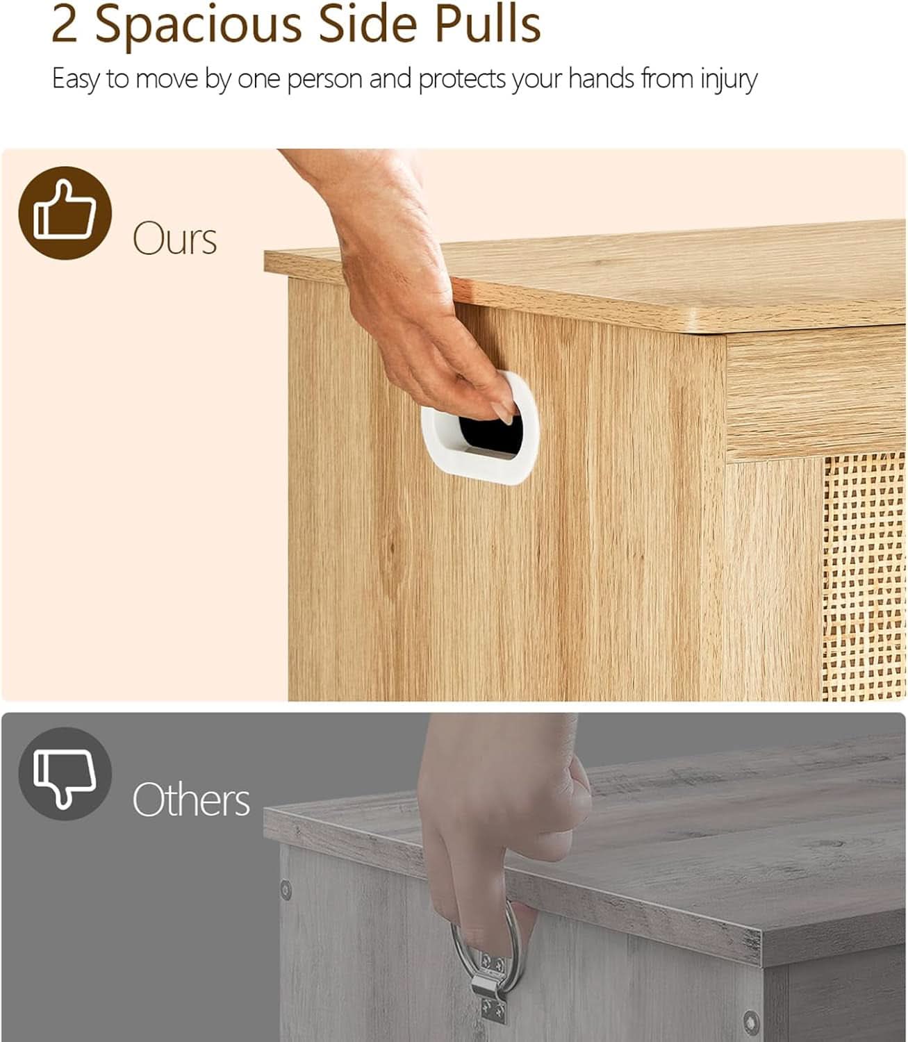 Natural 39.4 Inch StorageChest With Hinges Durable