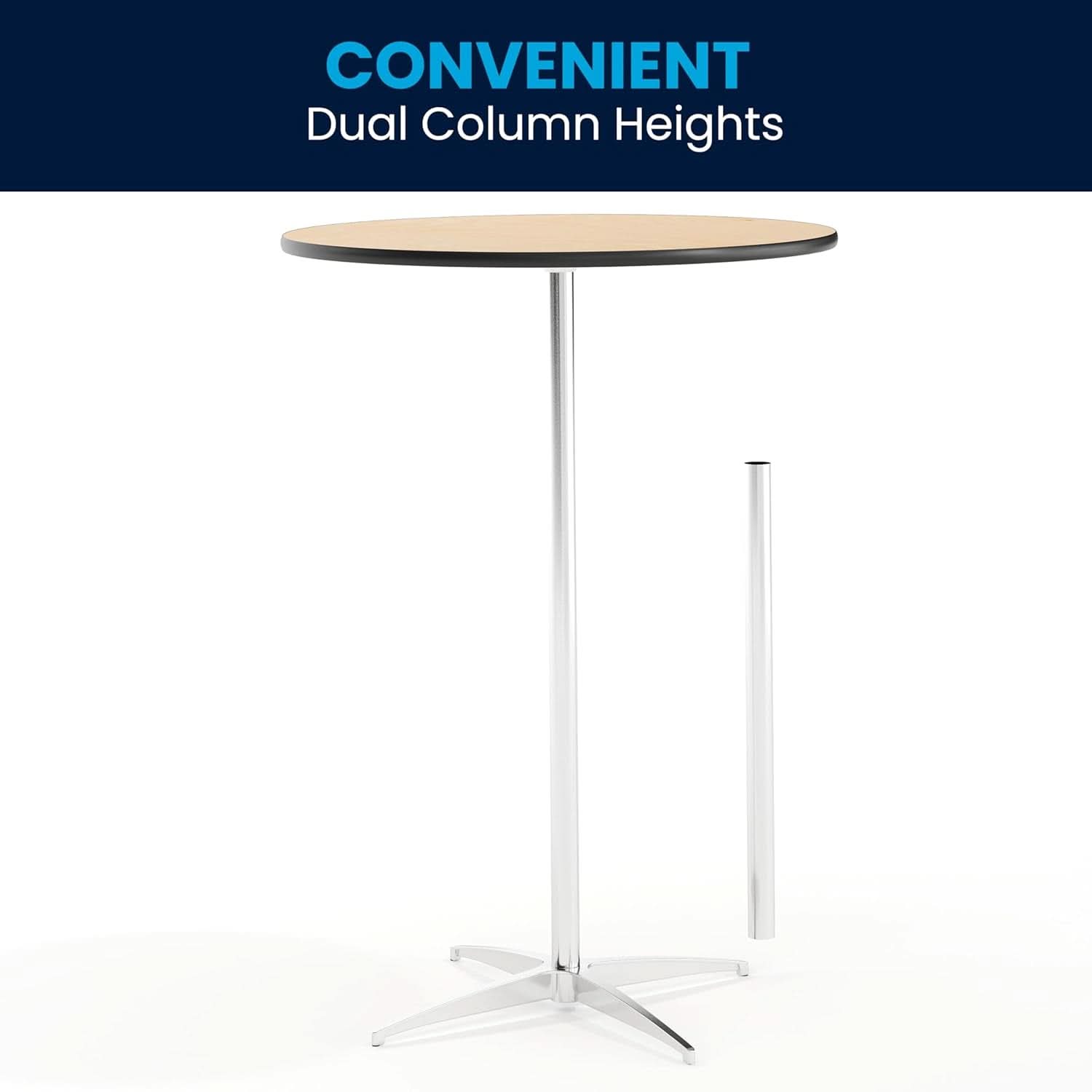 Natural Birch Wood Round Cocktail Table Adjustable
