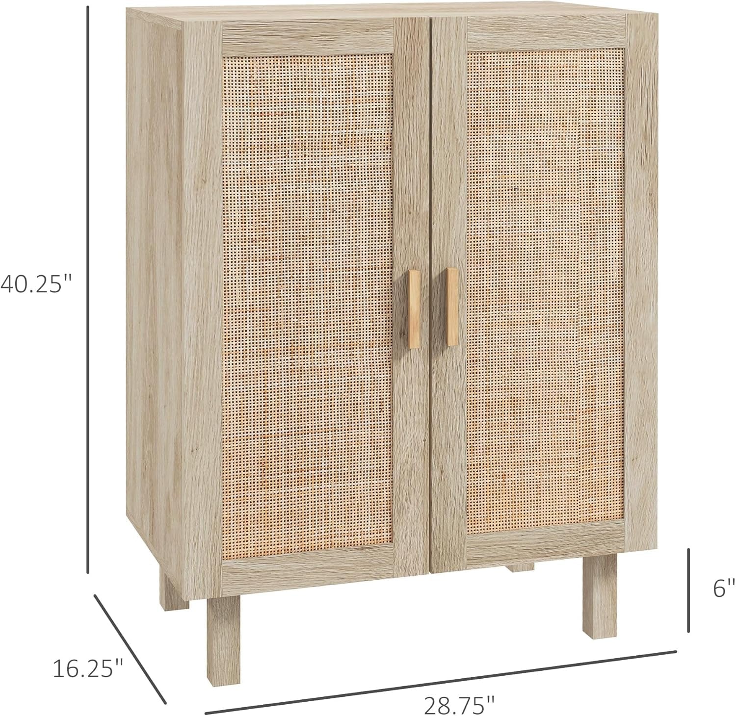 Natural Boho Rattan Sideboard With Adjustable Shelves