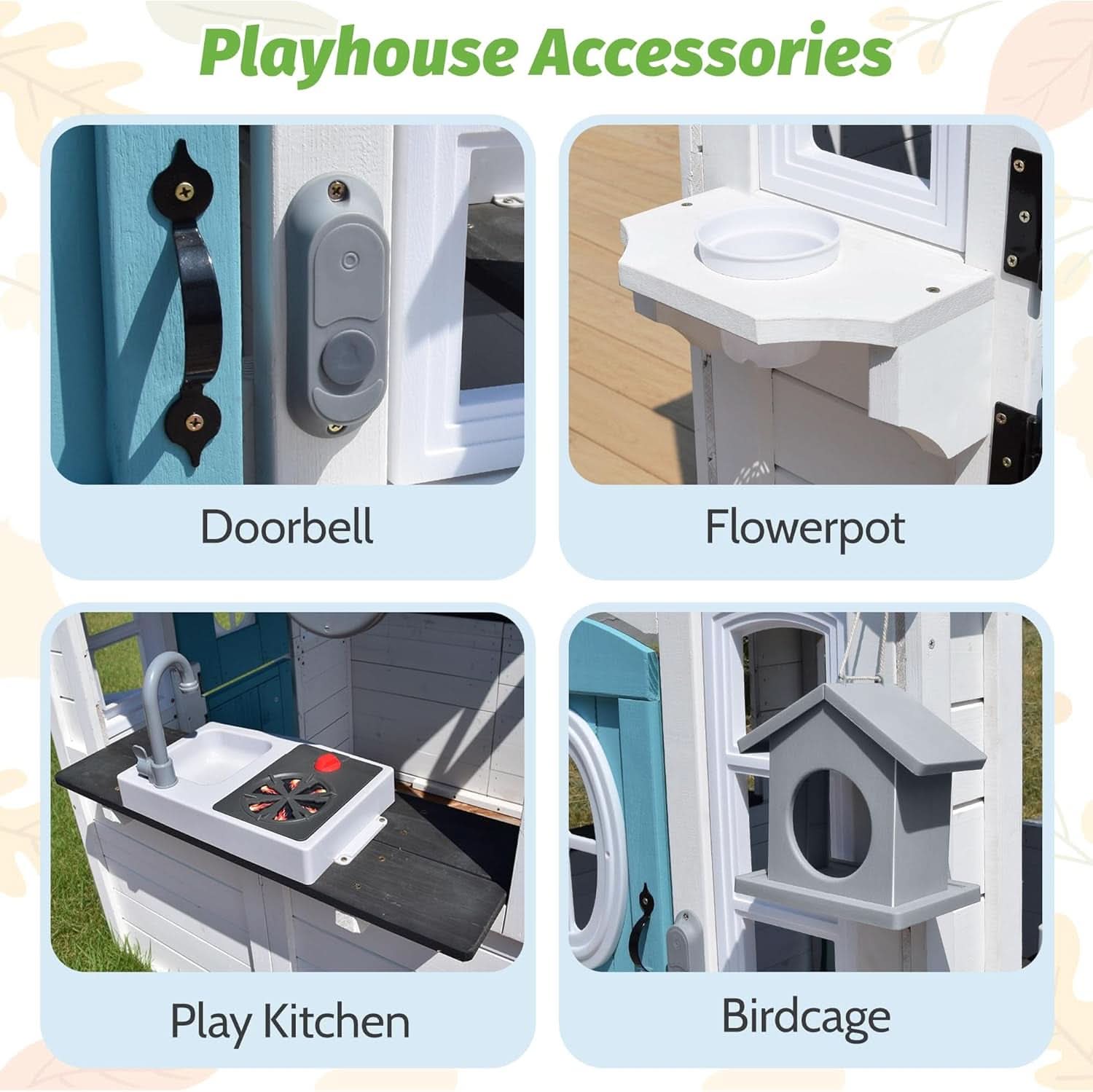 Natural Cedar Outdoor Kids Playhouse With Kitchenette