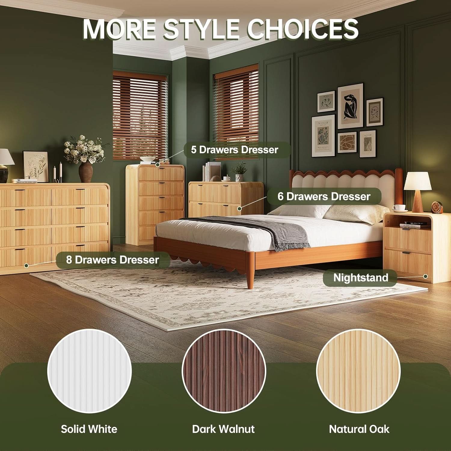 Natural Oak 48 Inch Modern Dresser With Fluted Fronts