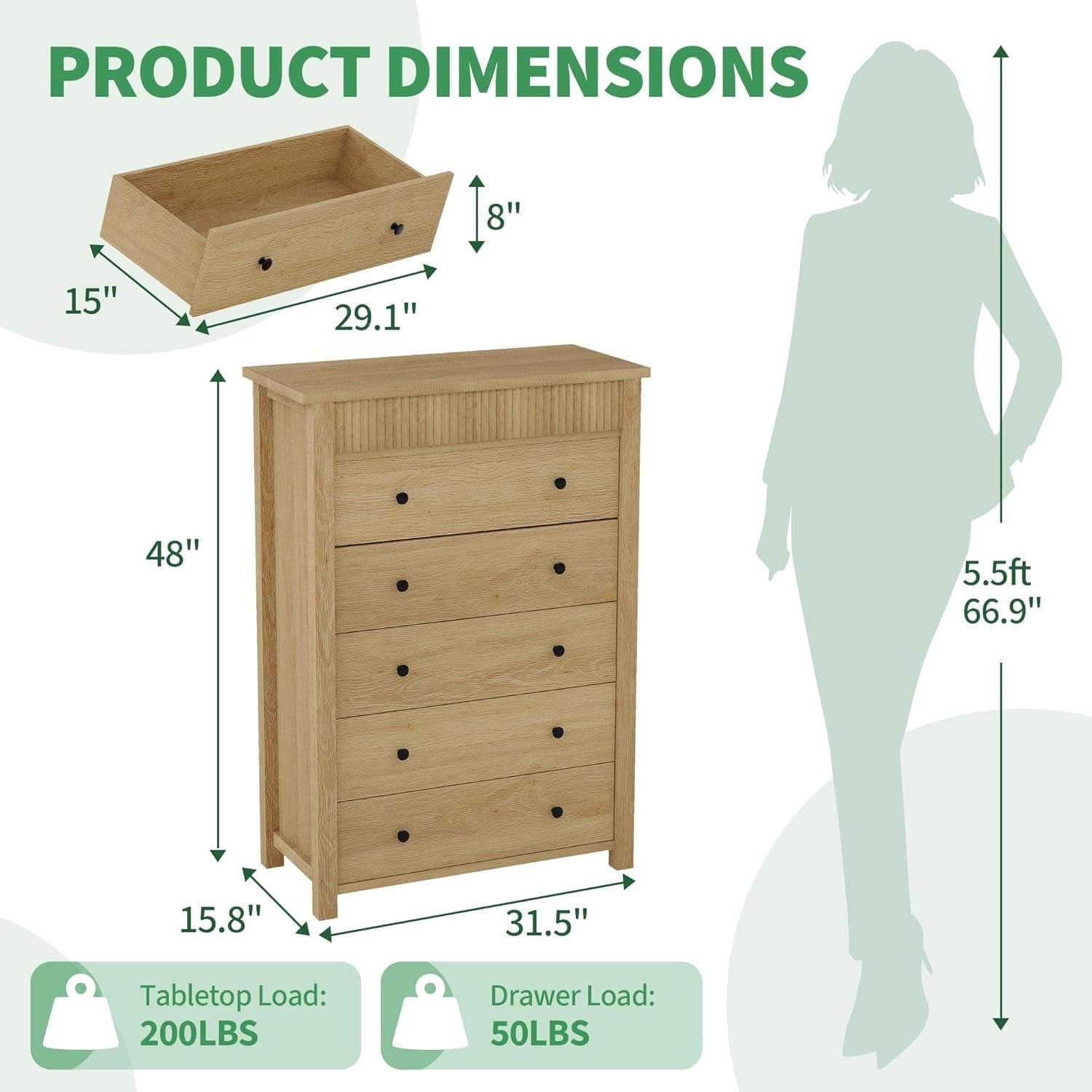 Natural Oak Dresser With Intricate Fluted Paneling