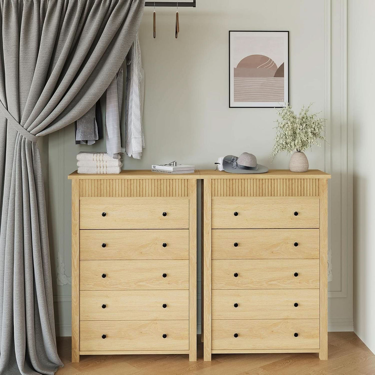 Natural Oak Dresser With Intricate Fluted Paneling