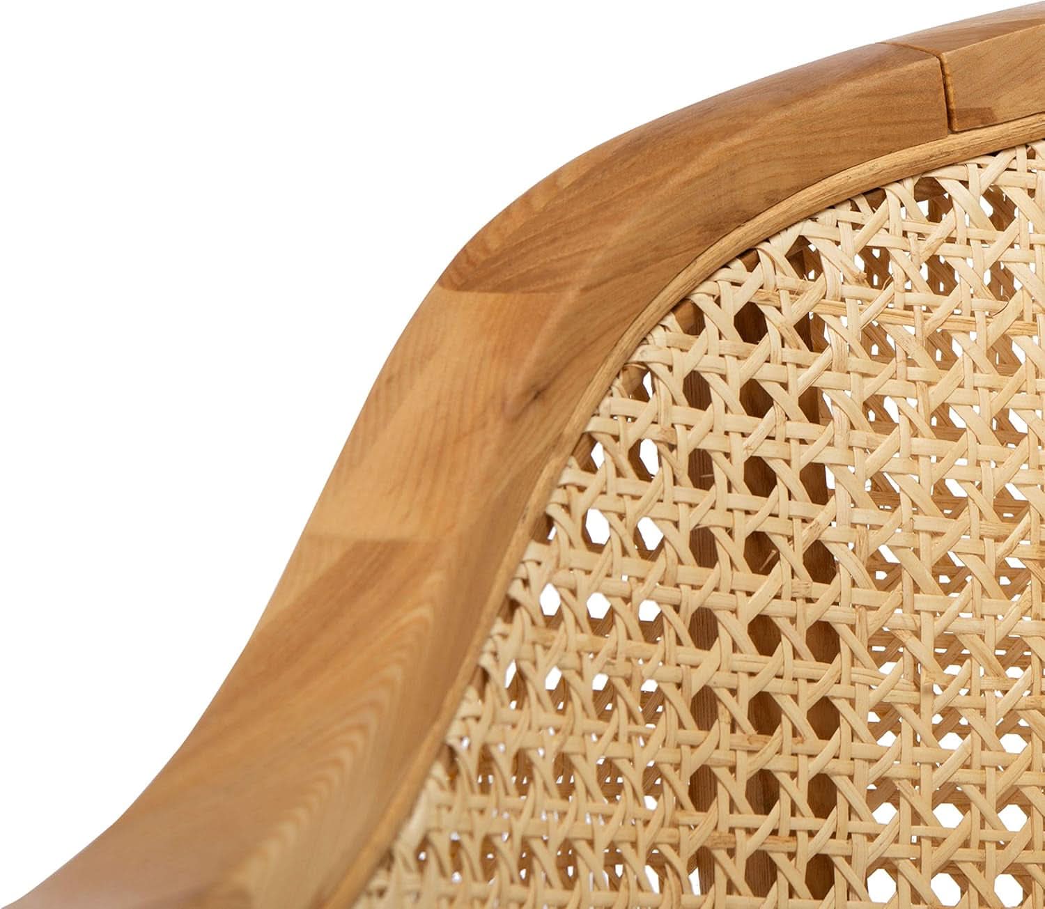 Natural Rattan Accent Chair with Brass Caps Fully Assembled