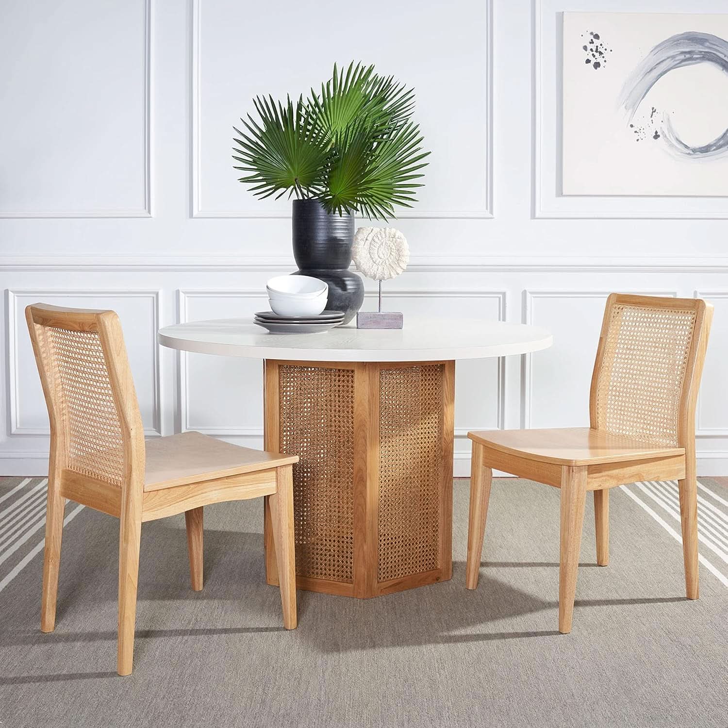Natural Rattan Dining Chair Set Of 2 For Home Dining Room