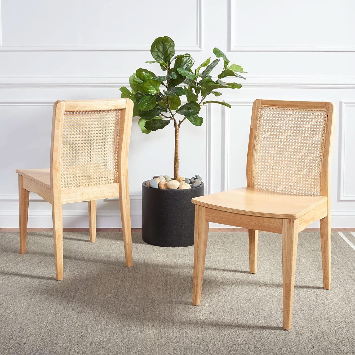 Natural Rattan Dining Chair Set Of 2 For Home Dining Room
