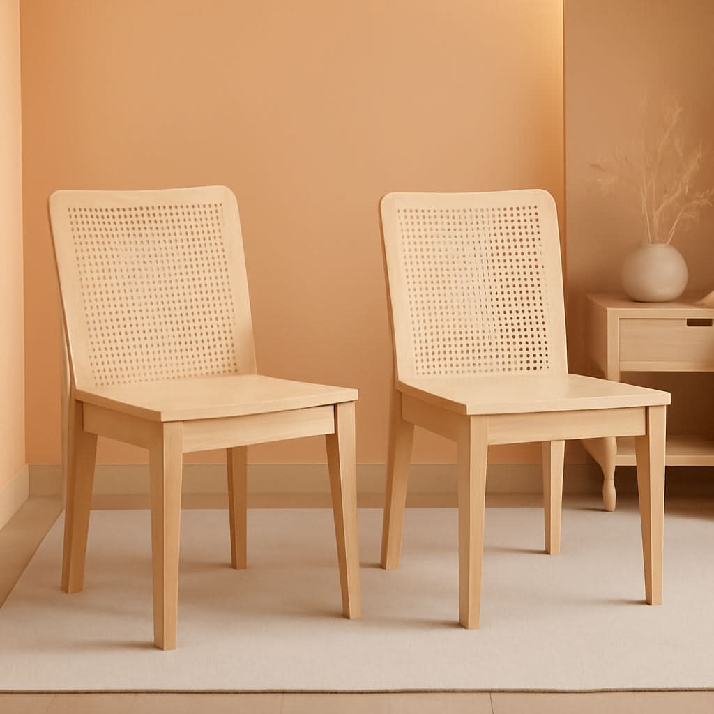 Natural Rattan Dining Chair Set Of 2 For Home Dining Room