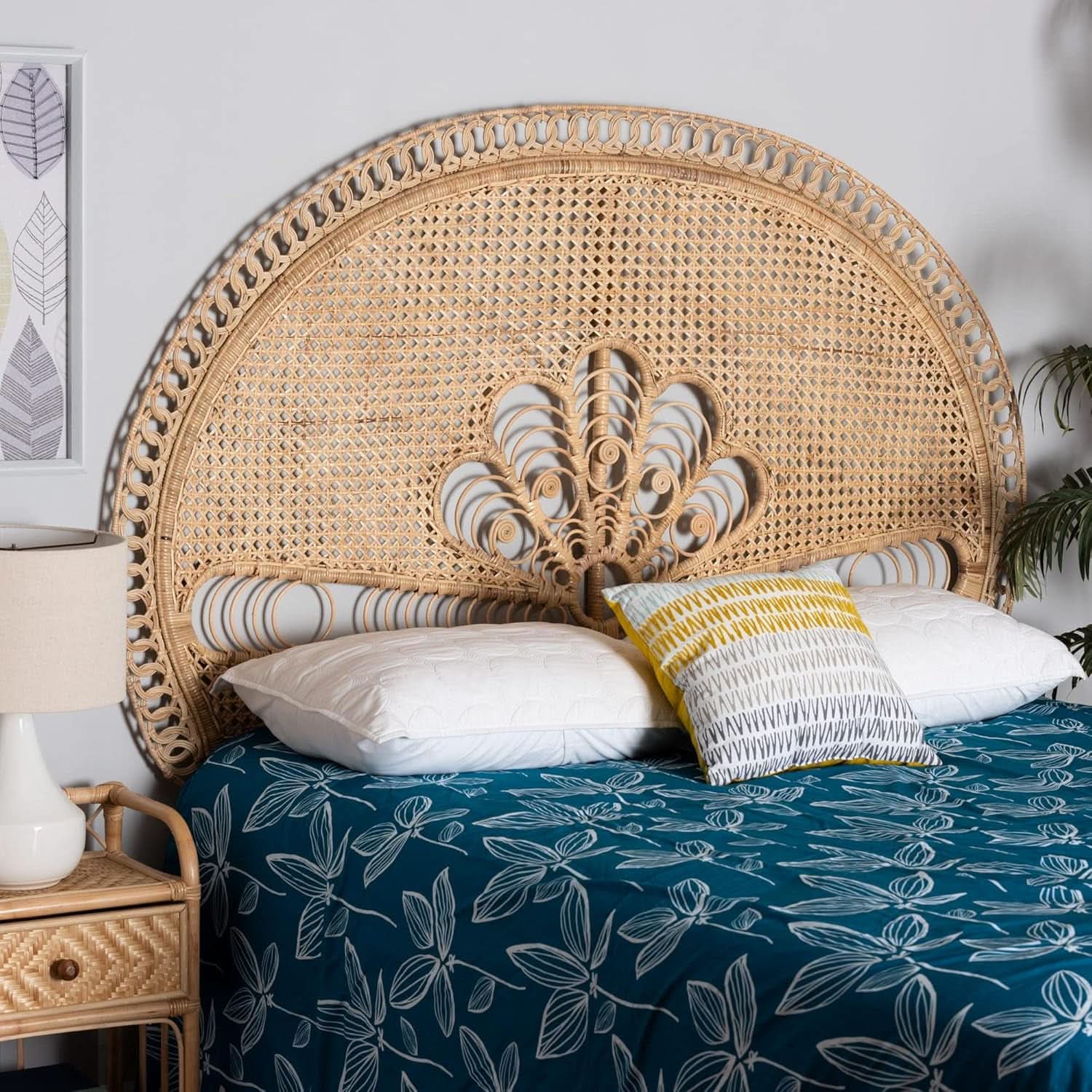 Natural Rattan Queen Headboard Standalone Fully Assembled