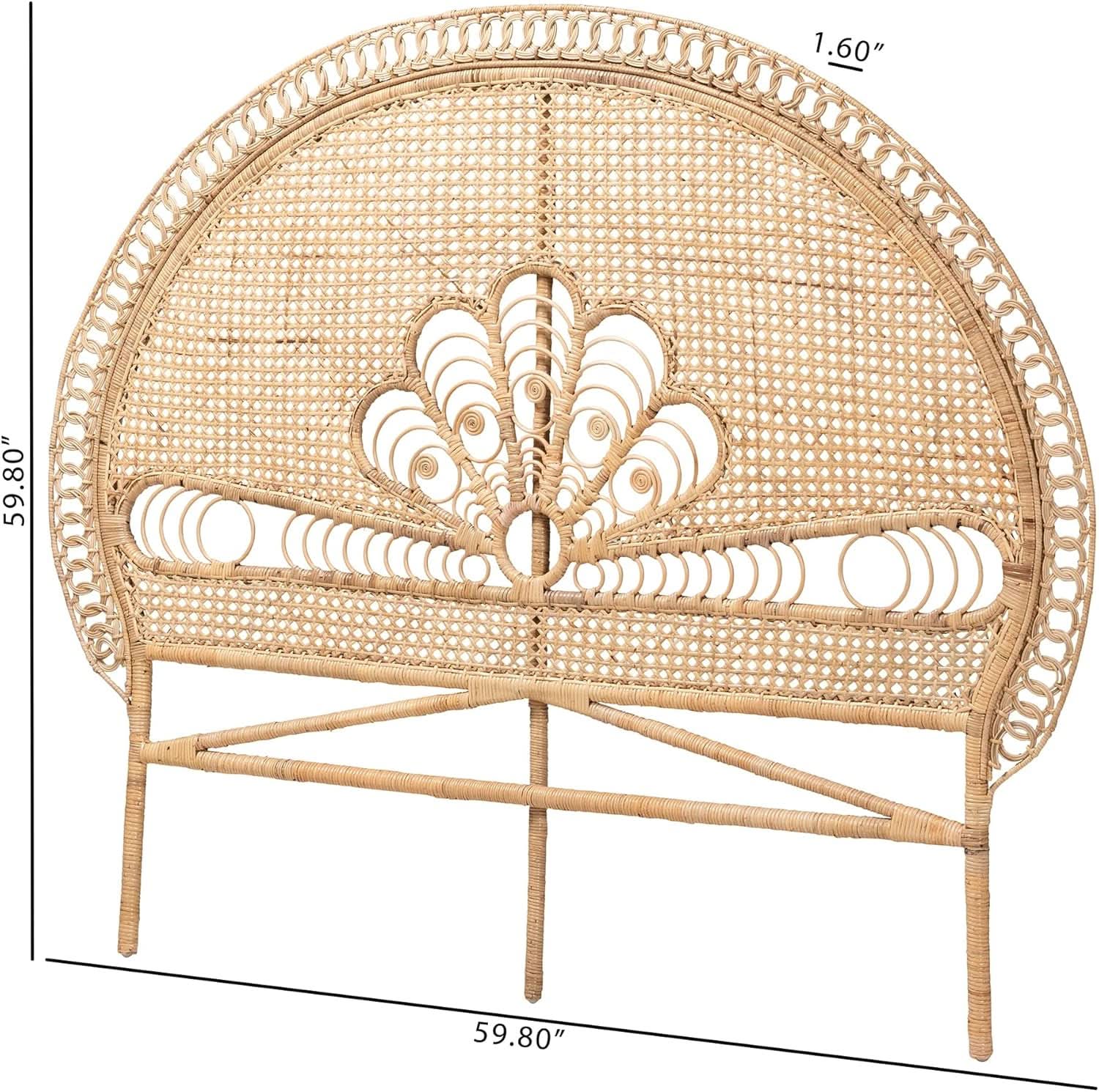 Natural Rattan Queen Headboard Standalone Fully Assembled
