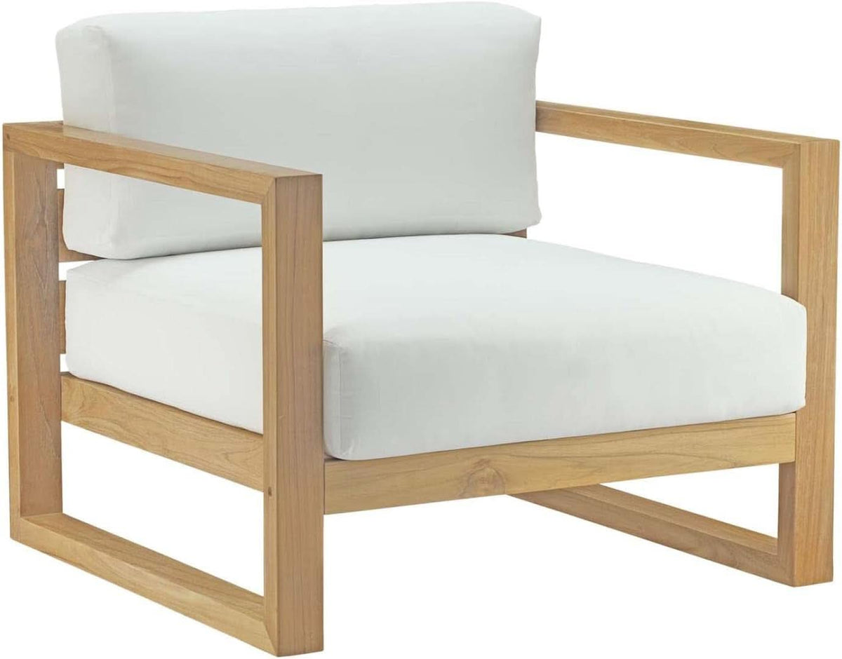 Natural White Teak Wood Outdoor 6-Piece Sectional Sofa Set