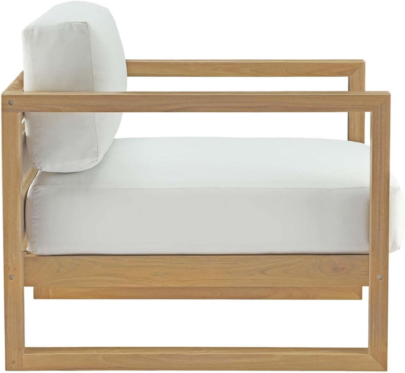 Natural White Teak Wood Outdoor 6-Piece Sectional Sofa Set