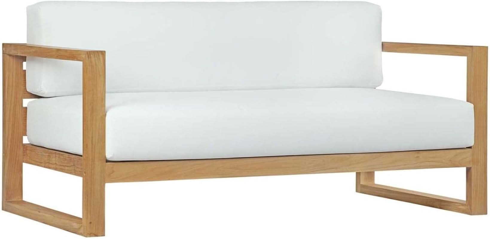 Natural White Teak Wood Outdoor 6-Piece Sectional Sofa Set